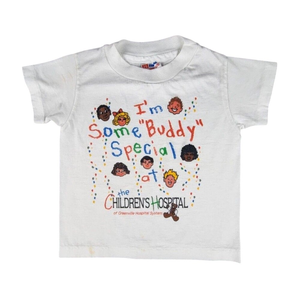 Vintage Hanes Shirt Youth XS White Children's Hospital Graphic Tee 50/50 USA